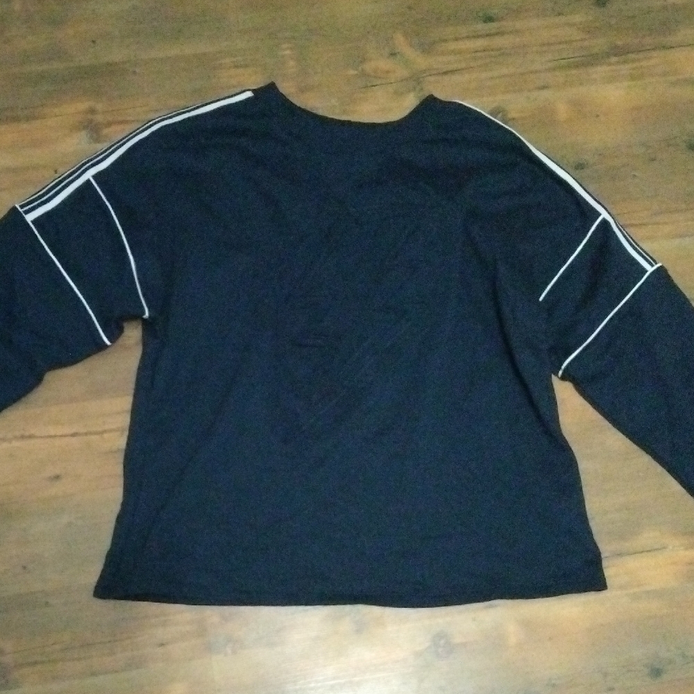 No Boundaries Dark Blue Long Sleeve Tee with White Stripes